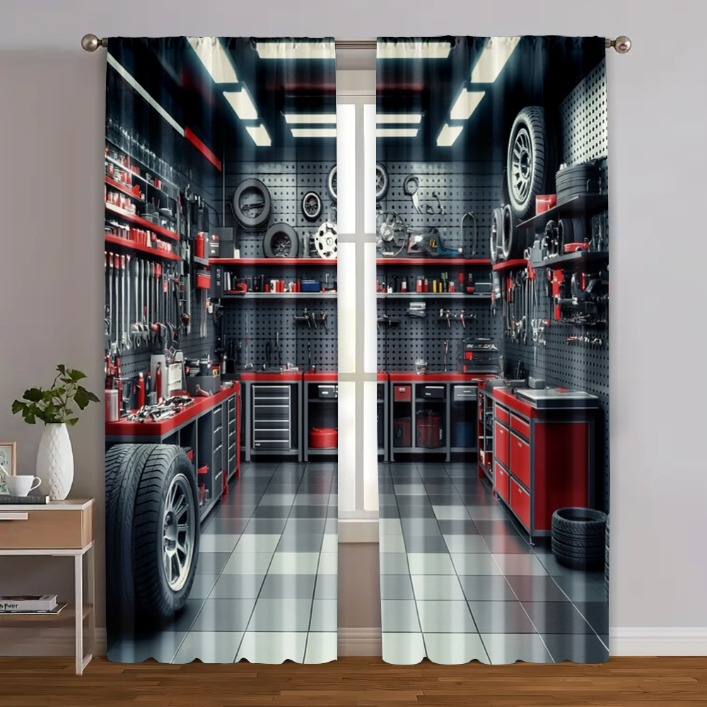 Workshop Tools Youtube - 2 piezas, Cortinas con estampado digital,